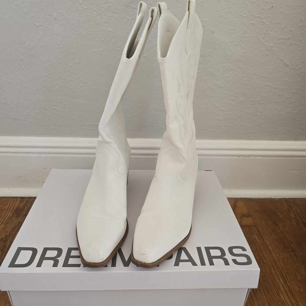 Dream Pairs Women's White Heeled Boots